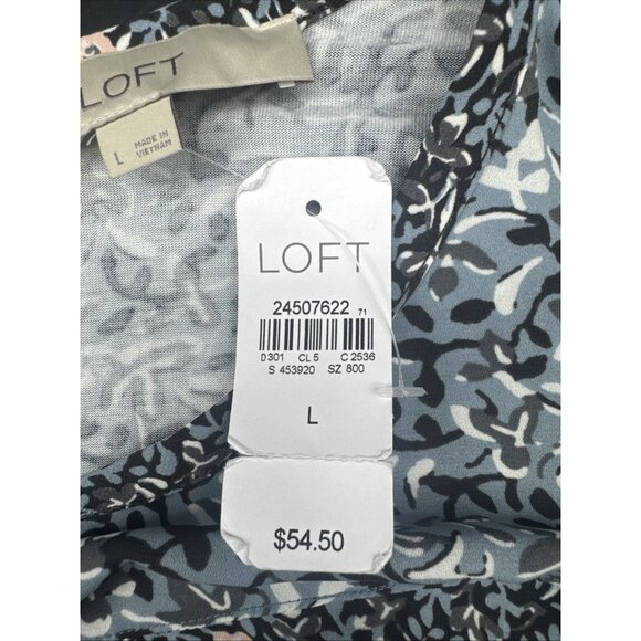 LOFT Women’s Floral Bell Sleeve Ruffle Round Neck Casual Blouse Top Sz L NEW - Picture 9 of 12